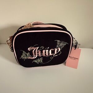 Juicy Couture Black and Pink Crossbody Bag with Retro Sporty Design